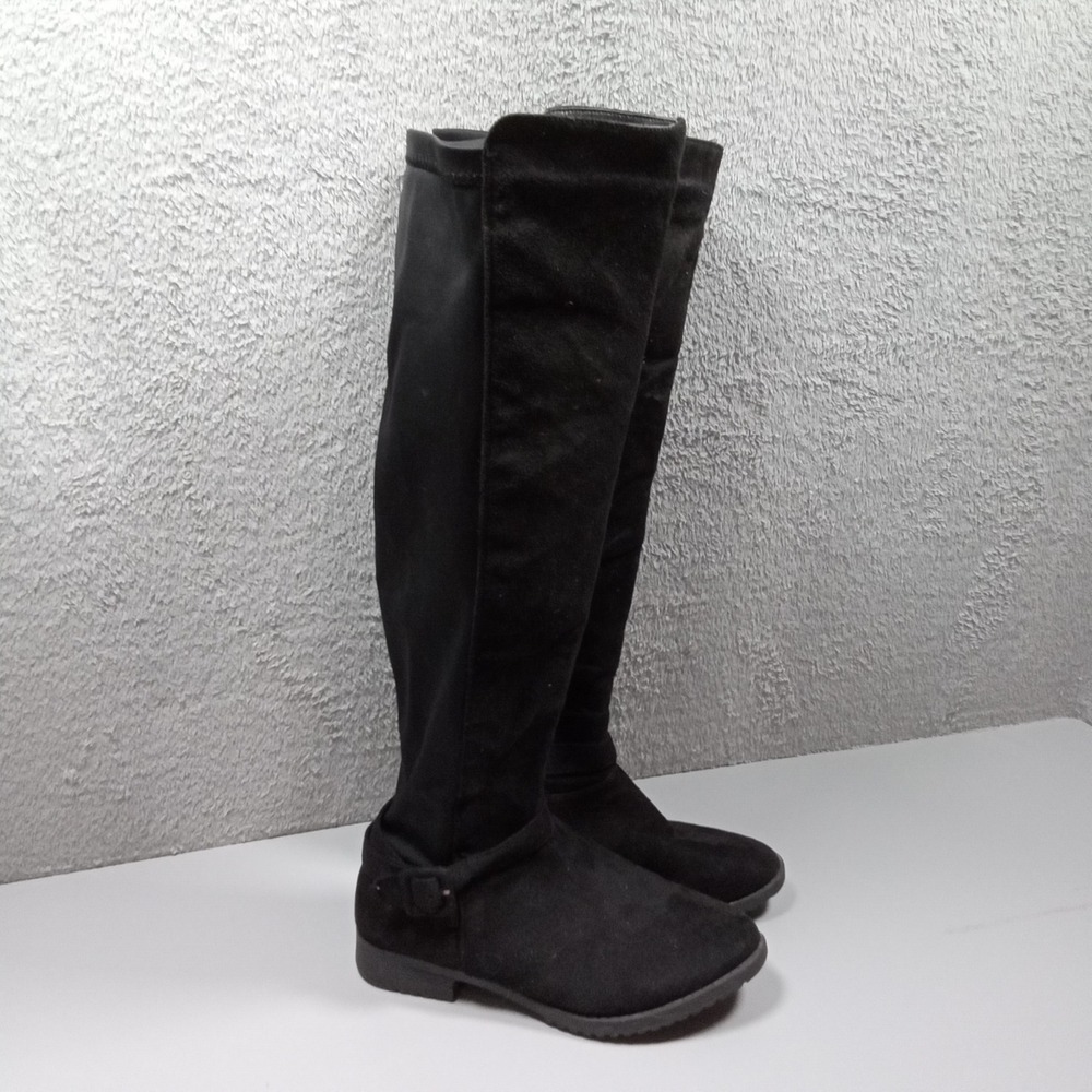 CL by Laundry FRBNI-011 Womens Black Faux Suede Over The Knee Flat Boots 6.5M
